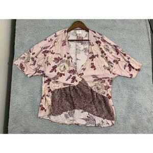 Women's XS Knox Rose Open Front Floral Short Sleeve Cardigan Blouse